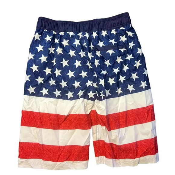 Cat & Jack Boys' Large Patriotic US Flag Red White Blue Star Stripes Swim Trunks - Picture 3 of 3